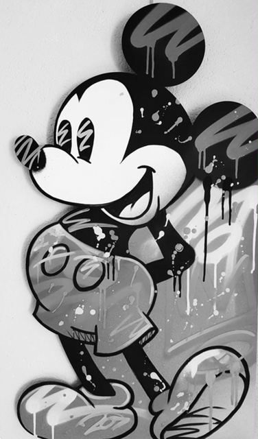 Peinture de Mickey en noir et blanc